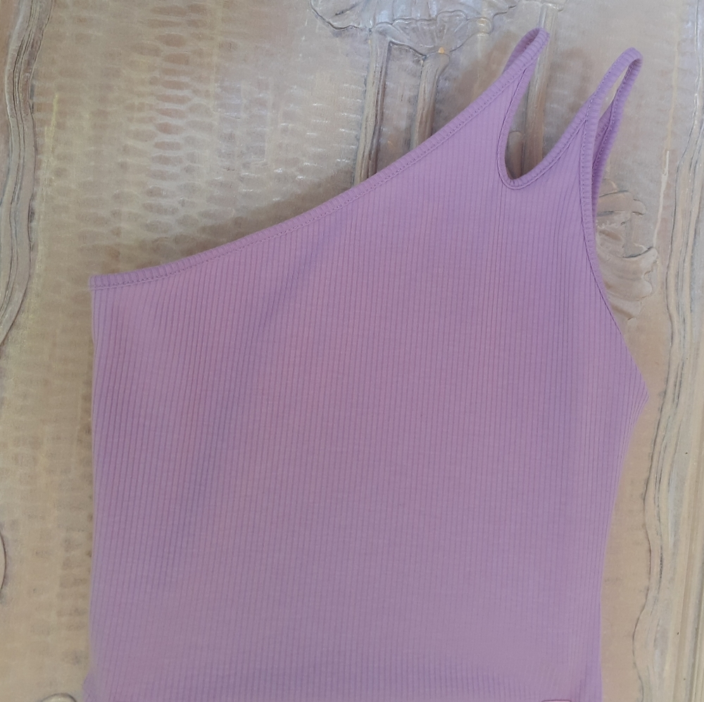Love Culture one shouldered lilac crop top